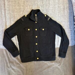 Black Sweater with Gold Buttons